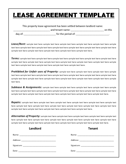 Free Printable Lease Agreement Template Word Printable Online