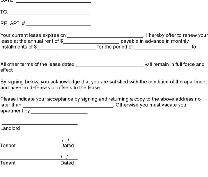 FREE Printable Lease Renewal Agreement Printable Lease Agreement