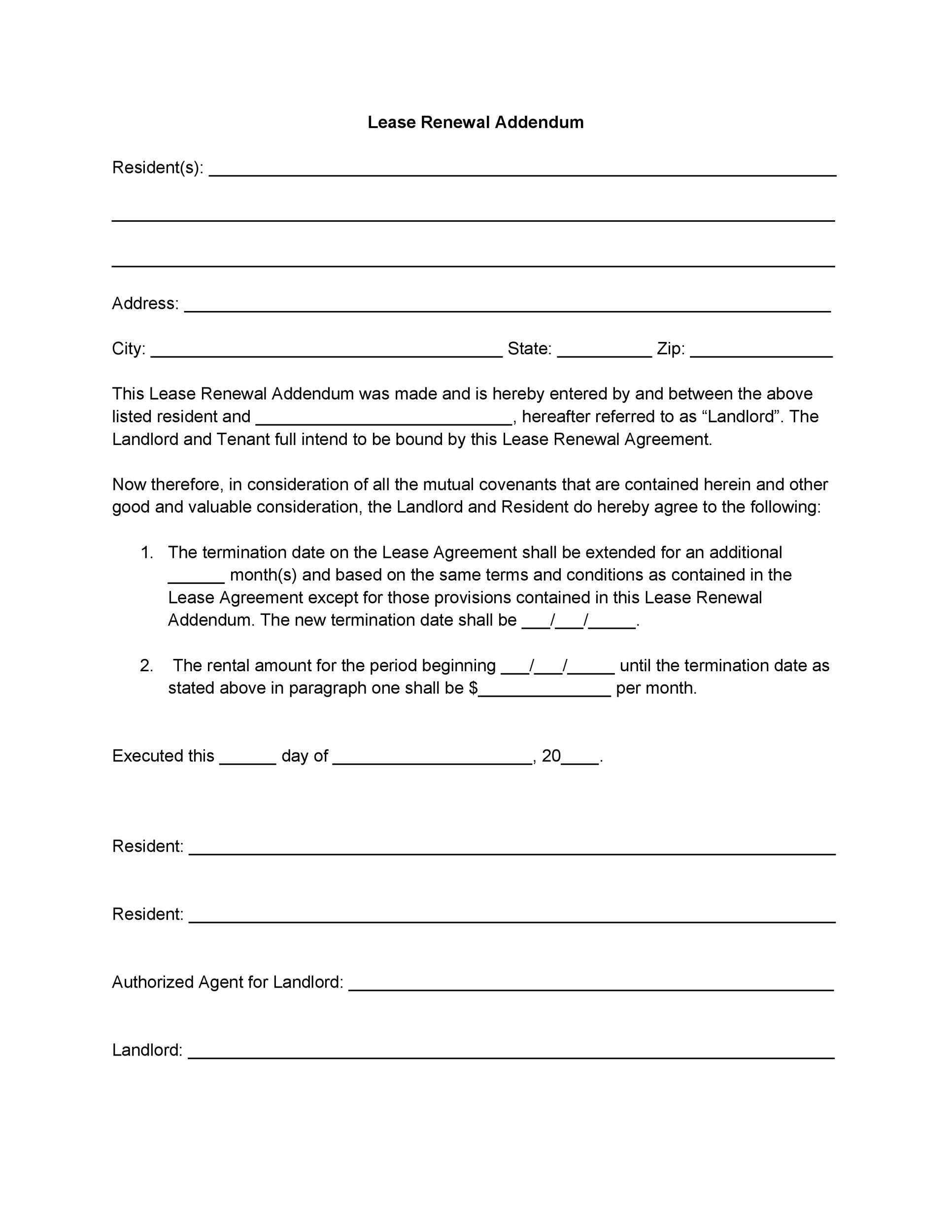 Free Printable Lease Renewal Form Printable Forms Free Online