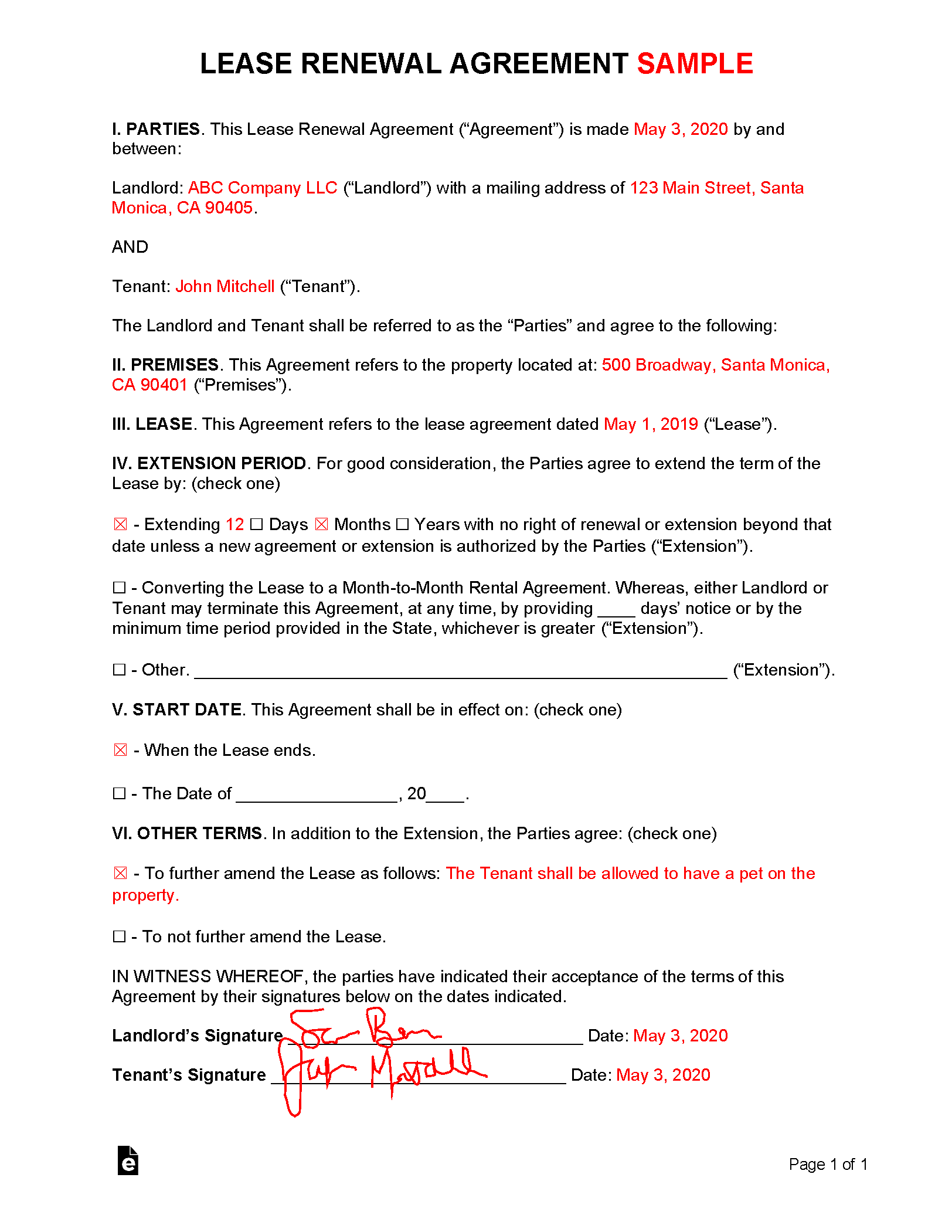 Free Printable Lease Renewal Form Printable Forms Free Online