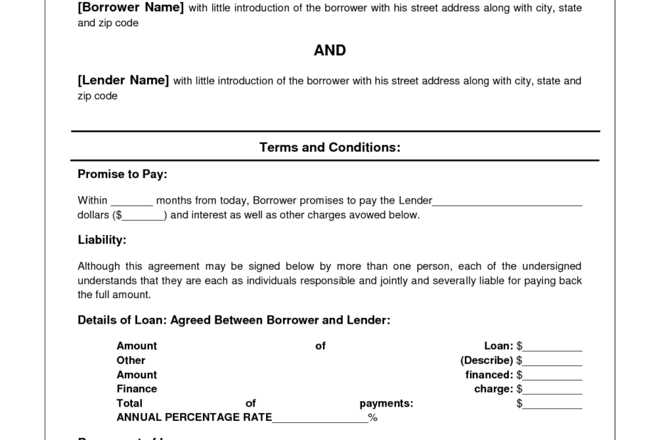 Free Printable Loan Agreement Form Form GENERIC
