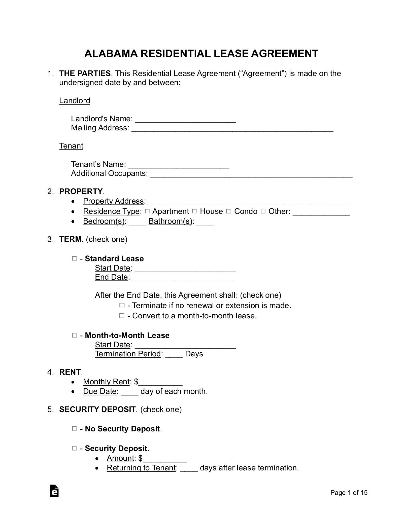 Free Printable Mobile Home Rental Agreement