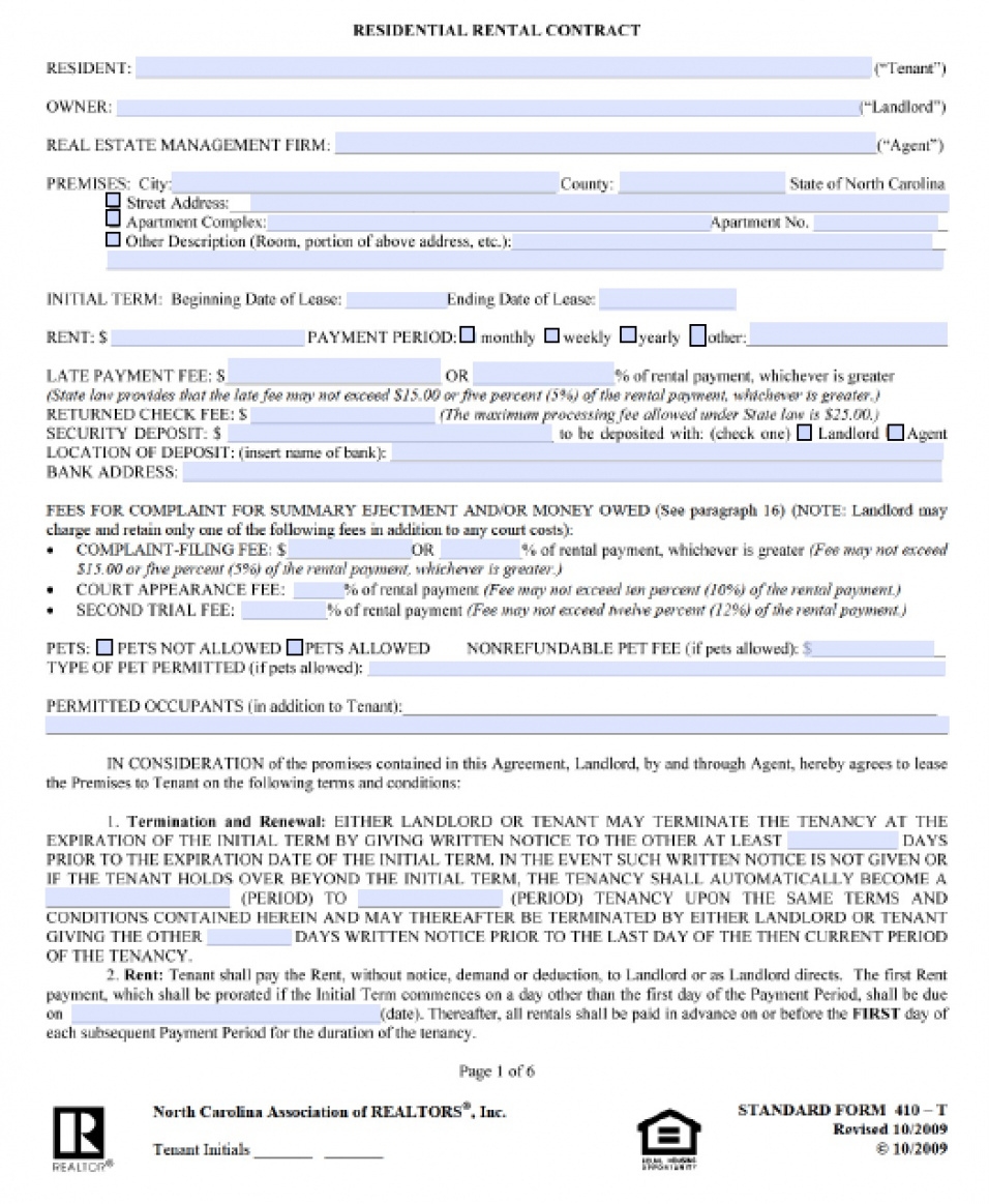 FREE Printable NC Lease Agreement Printable Lease Agreement