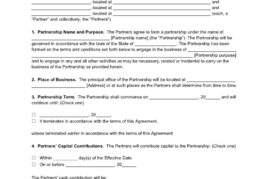 Free Printable Partnership Agreement Pdf Printable Te Vrogue co
