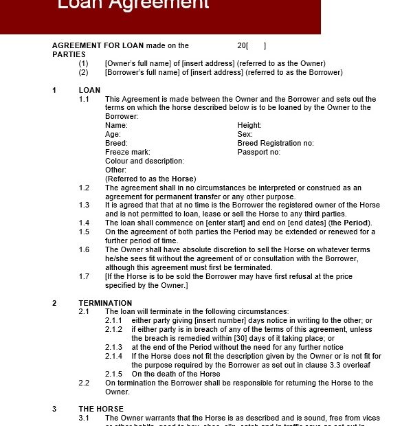 Free Printable Personal Loan Agreement Form