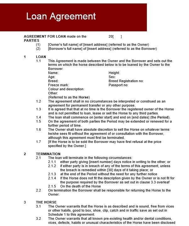 Free Printable Personal Loan Agreement Form