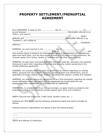 Free Printable Prenuptial Agreement Form Texas Printable Forms Free 