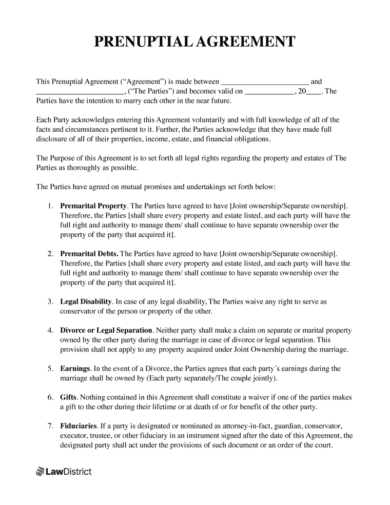Free Printable Prenuptial Agreement Form Texas Printable Forms Free 
