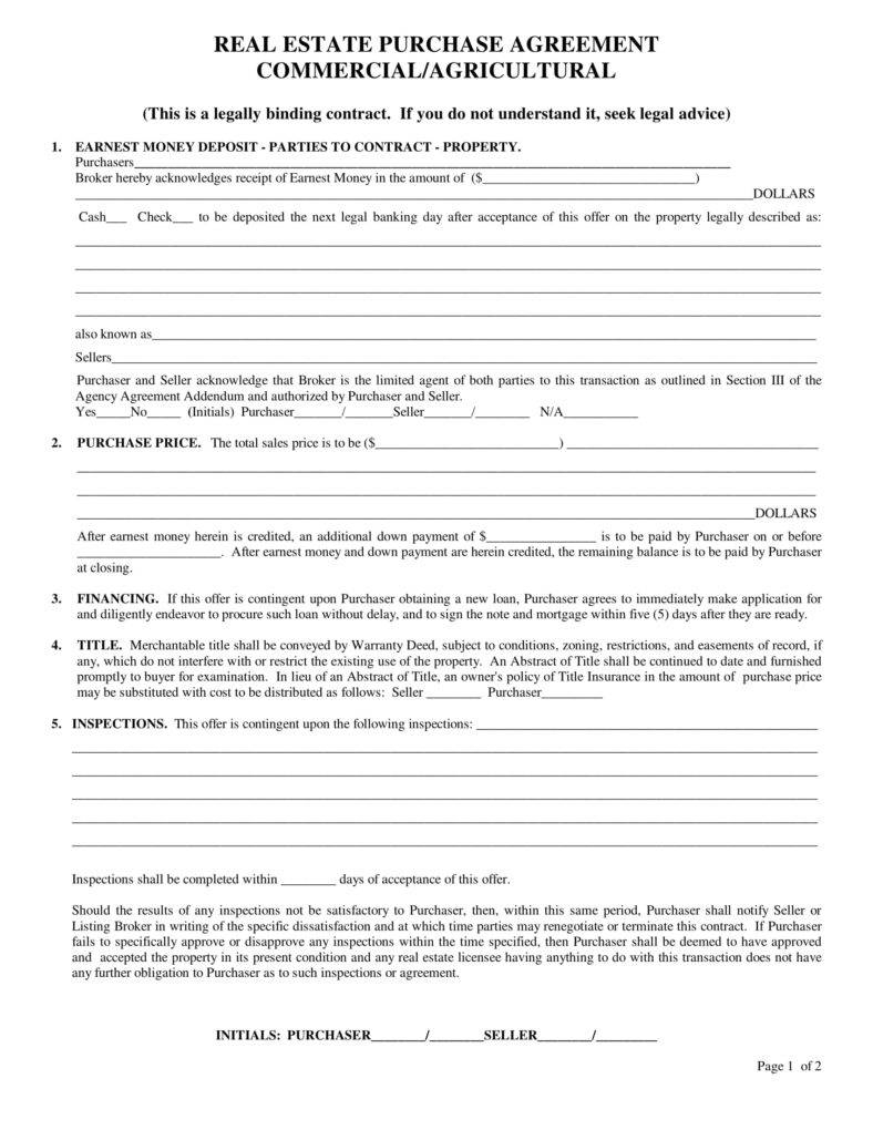 Free Printable Purchase Agreement Free Templates Printable