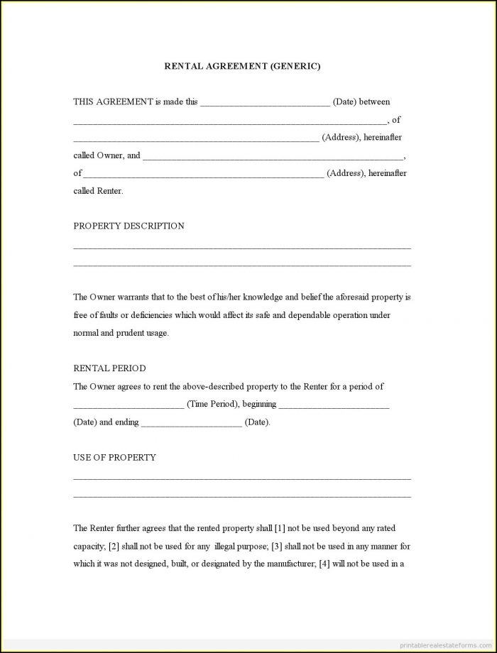 Free Printable Rental Agreement Form Word Printable Forms Free Online