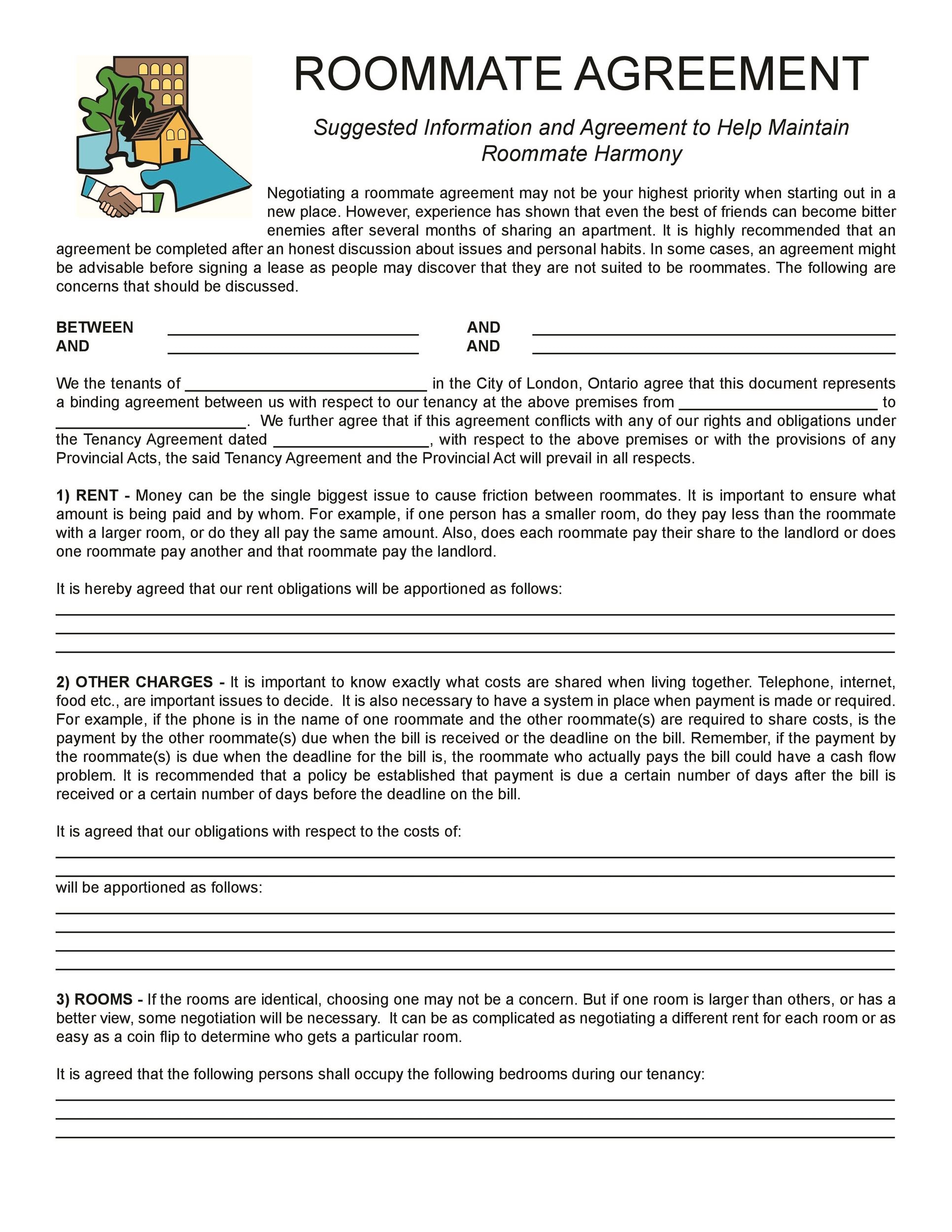 Free Printable Roommate Agreement Template