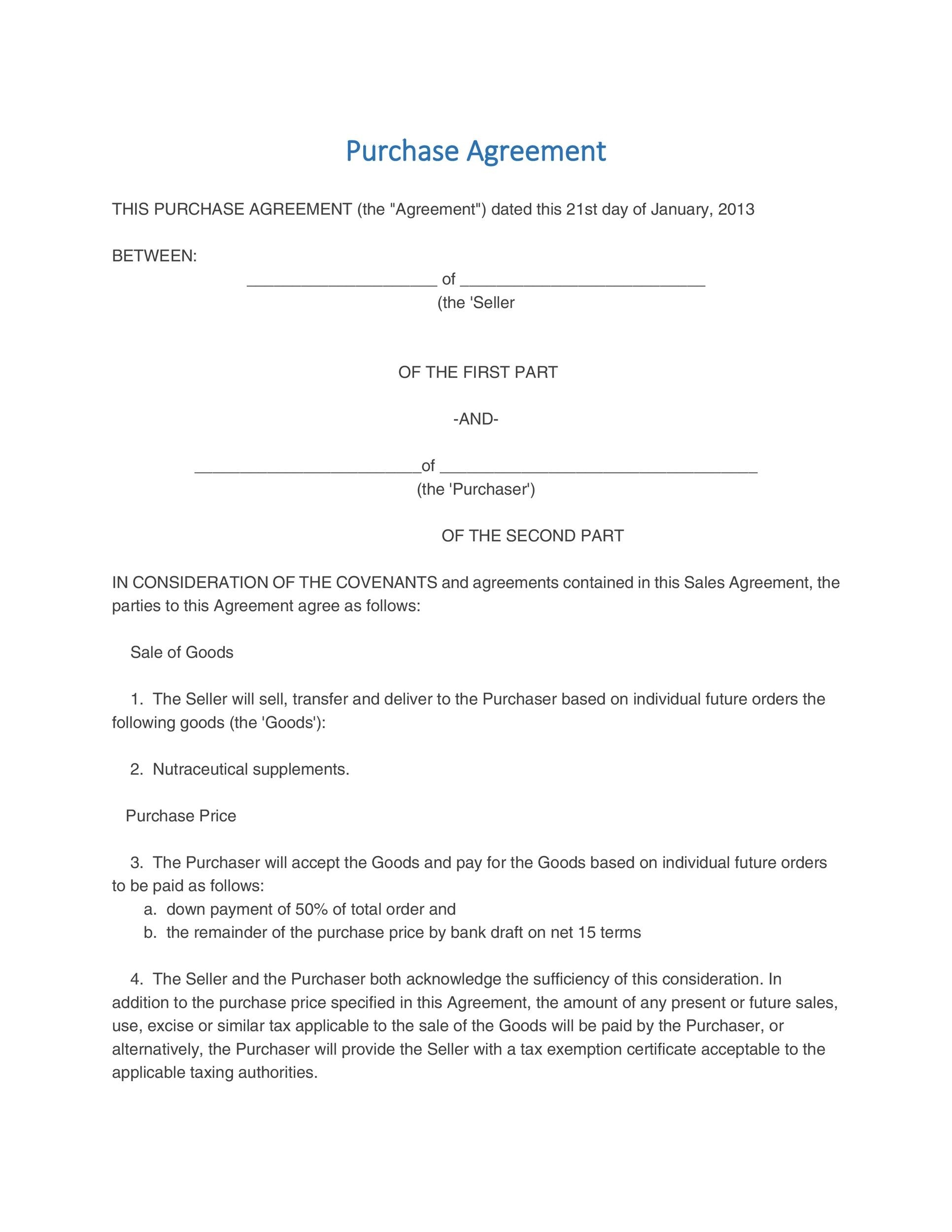 Free Printable Simple Real Estate Purchase Agreement Free Templates 