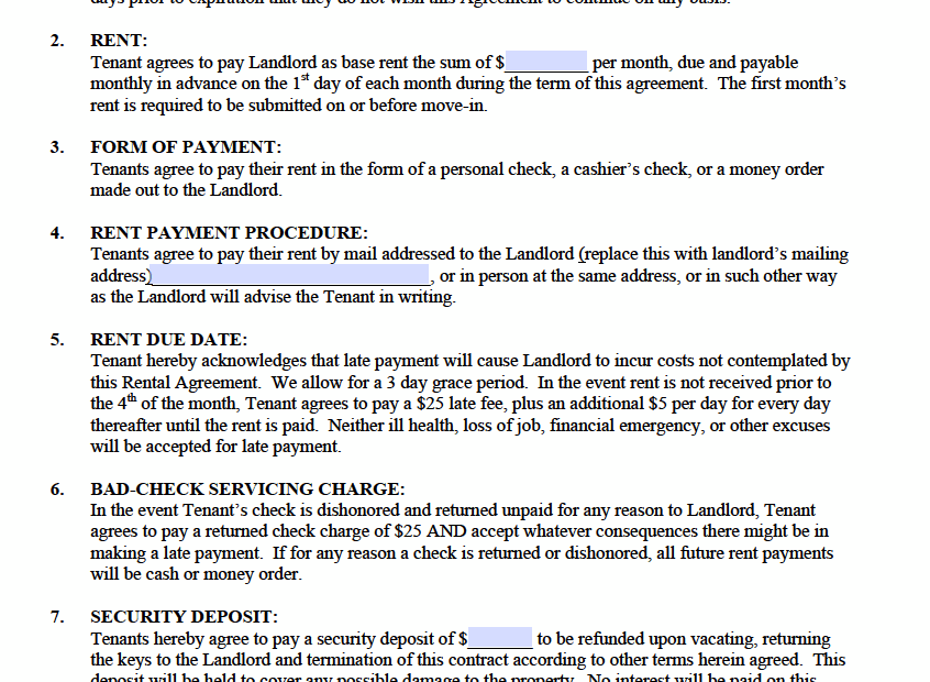 FREE Printable Standard Lease Agreement Printable Lease Agreement