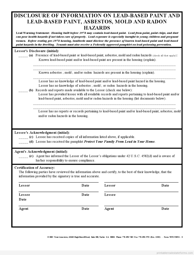 Free Printable Standard Rental Agreement Form SAMPLE Printable Lease 