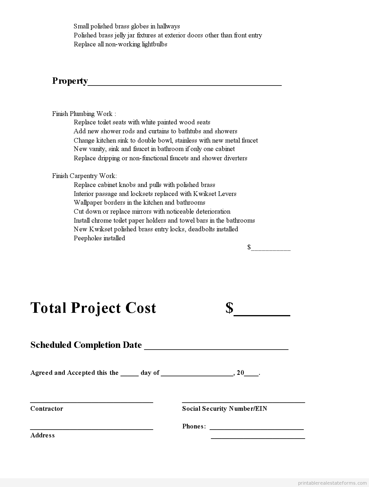 Free Printable Subcontractor Agreement Form WORD 