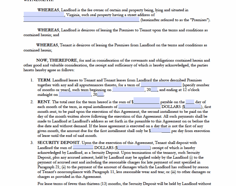 FREE Printable Virginia Lease Agreement Printable Lease Agreement