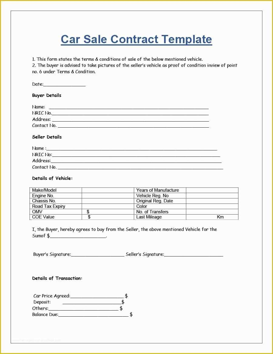 Free Purchase Agreement Template Of 42 Printable Vehicle Purchase 