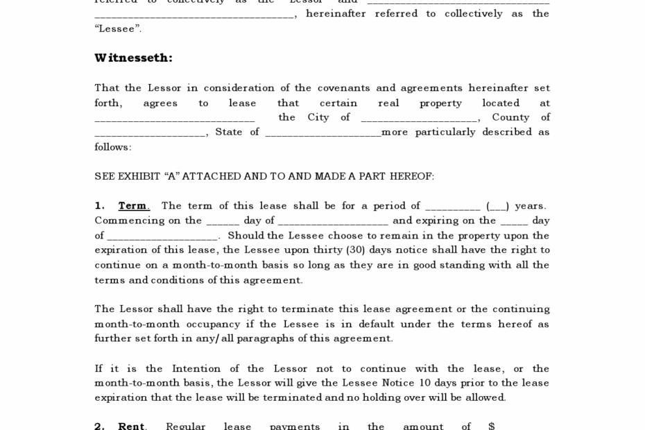 Free Rental Agreements To Print Free Standard Lease Agreement Form