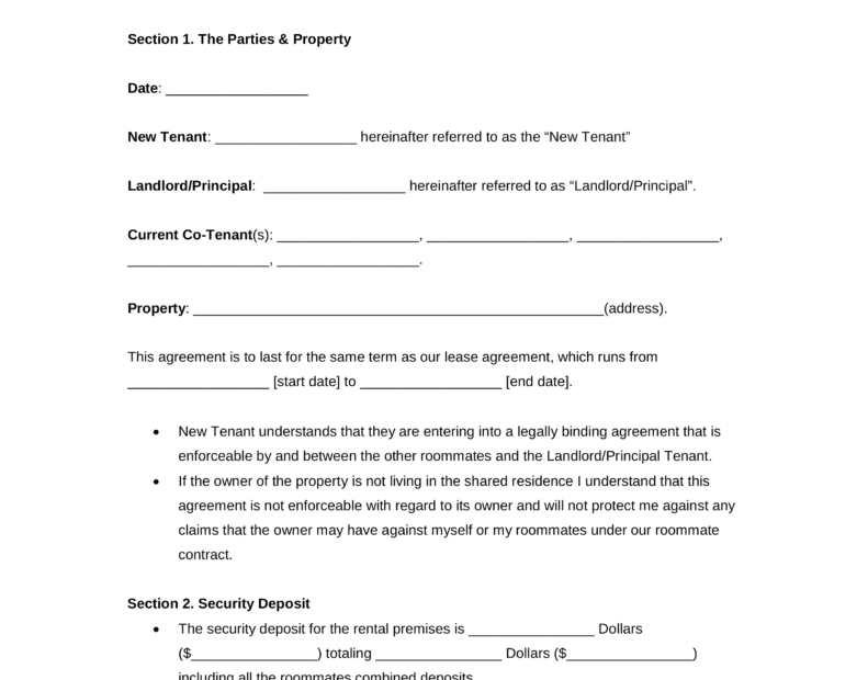 Free Roommate Room Rental Agreement Template Pdf Word Eforms