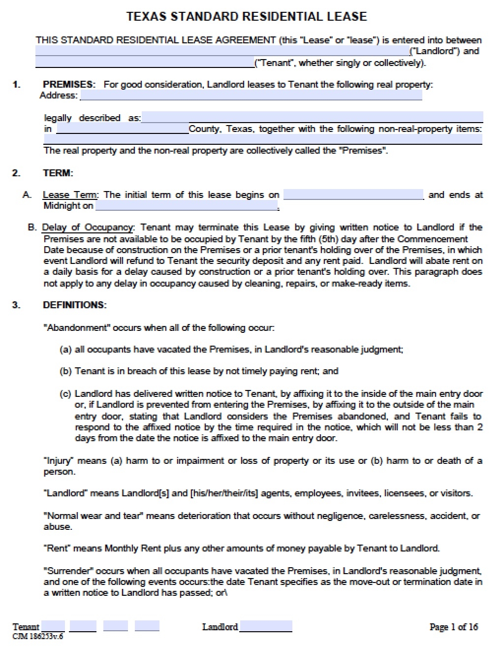 Free Texas Residential Lease Agreement PDF Word doc 