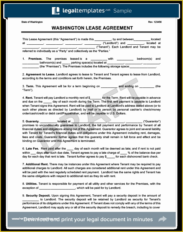Free Washington State Rental Agreement Template Of Washington State 