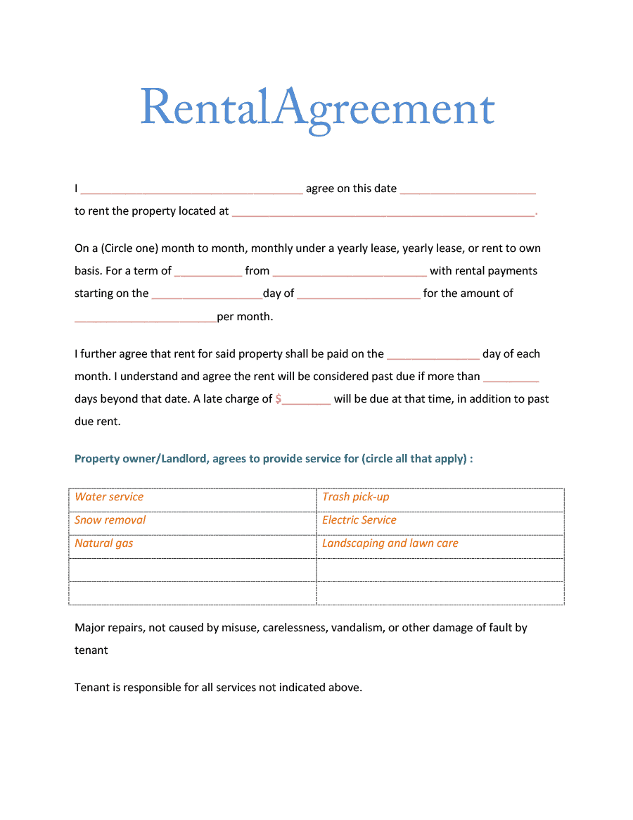 Furniture Rental Agreement Template Word Printable Word Searches