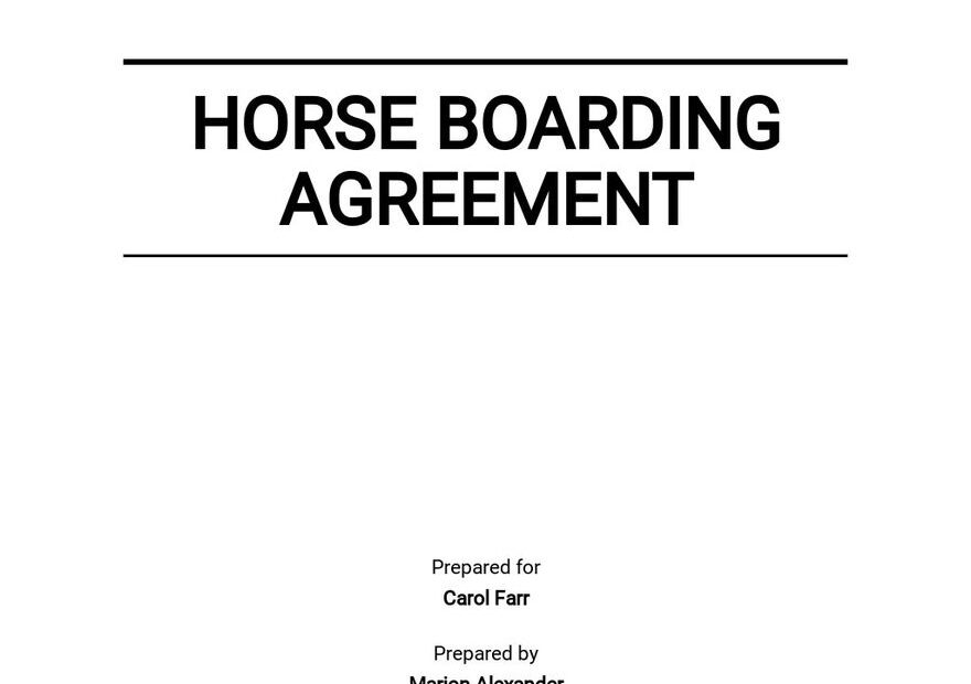 Horse Boarding Agreement Template Google Docs Word Apple Pages