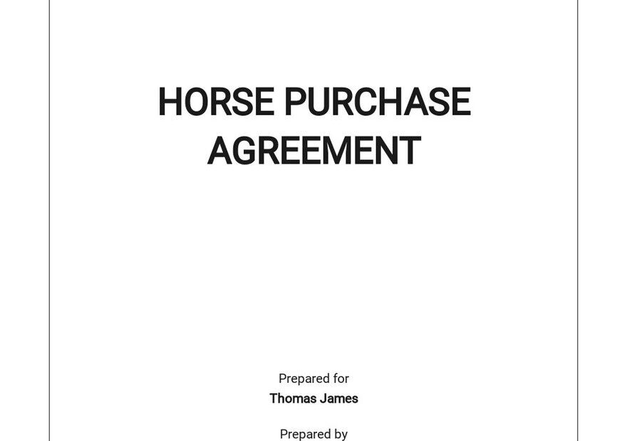 Horse Purchase Agreement Template Google Docs Word Apple Pages