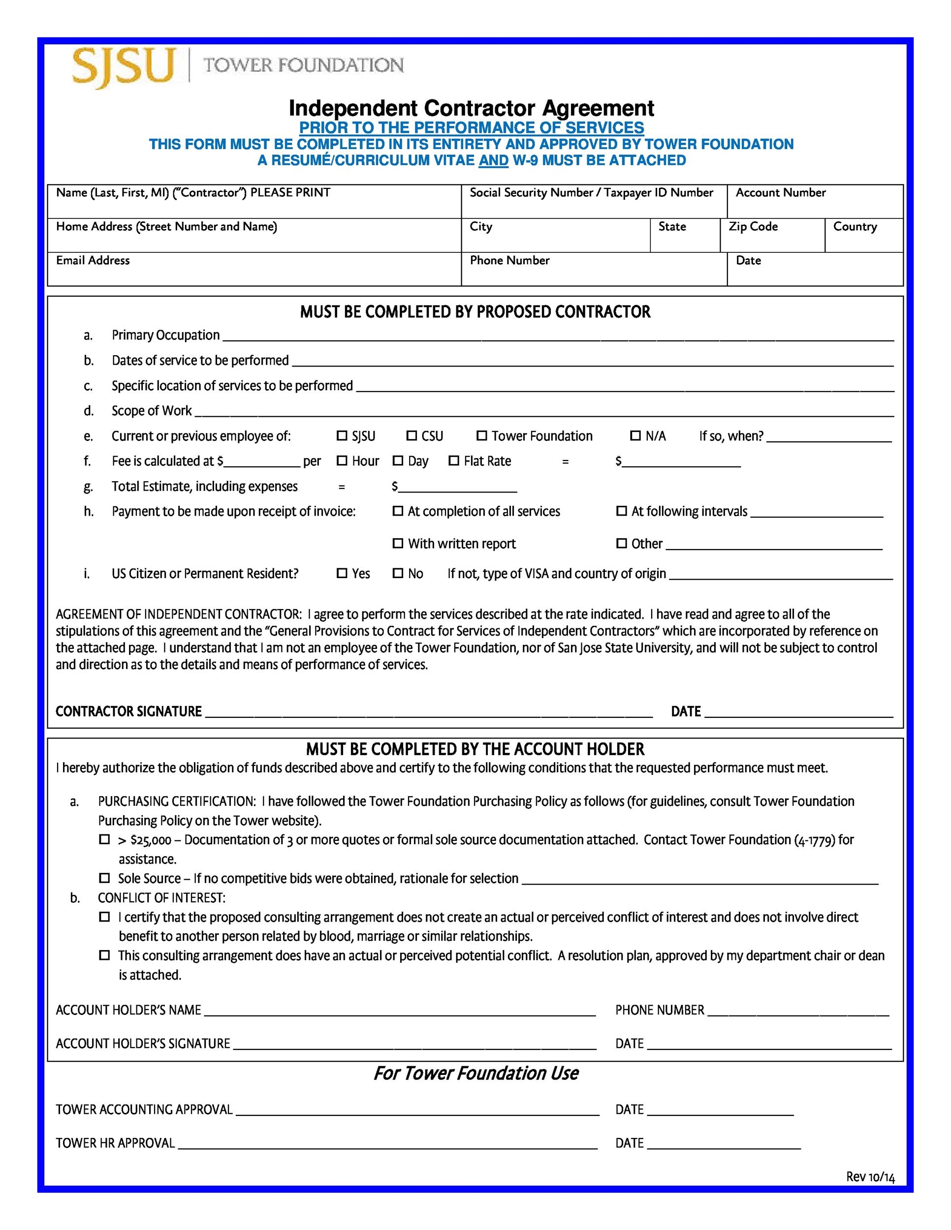 Independent Contractor Agreement Template Free Agreement Templates