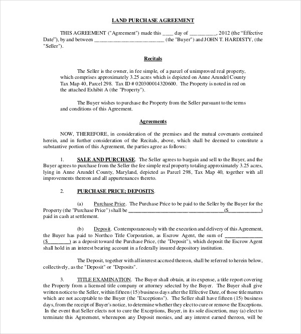 Land Sale Agreement Template