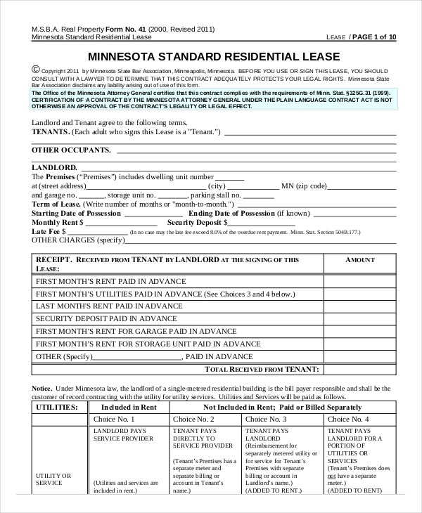 Lease Agreement With Utilities Included Template PDF Template