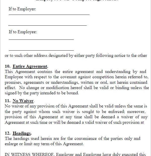 Non Compete Agreement Form In Spanish Printable Template Printable