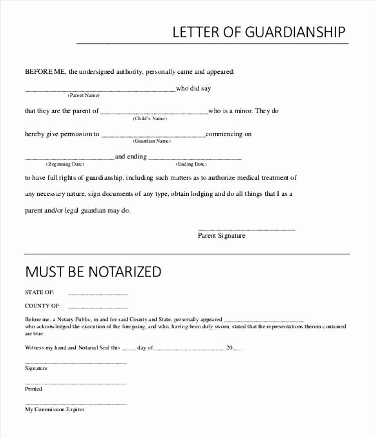 Notarized Printable Temporary Guardianship Agreement Form Printable 
