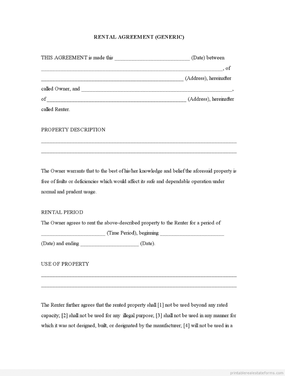 Ontario Rental Agreement Fillable Form Printable Forms Free Online