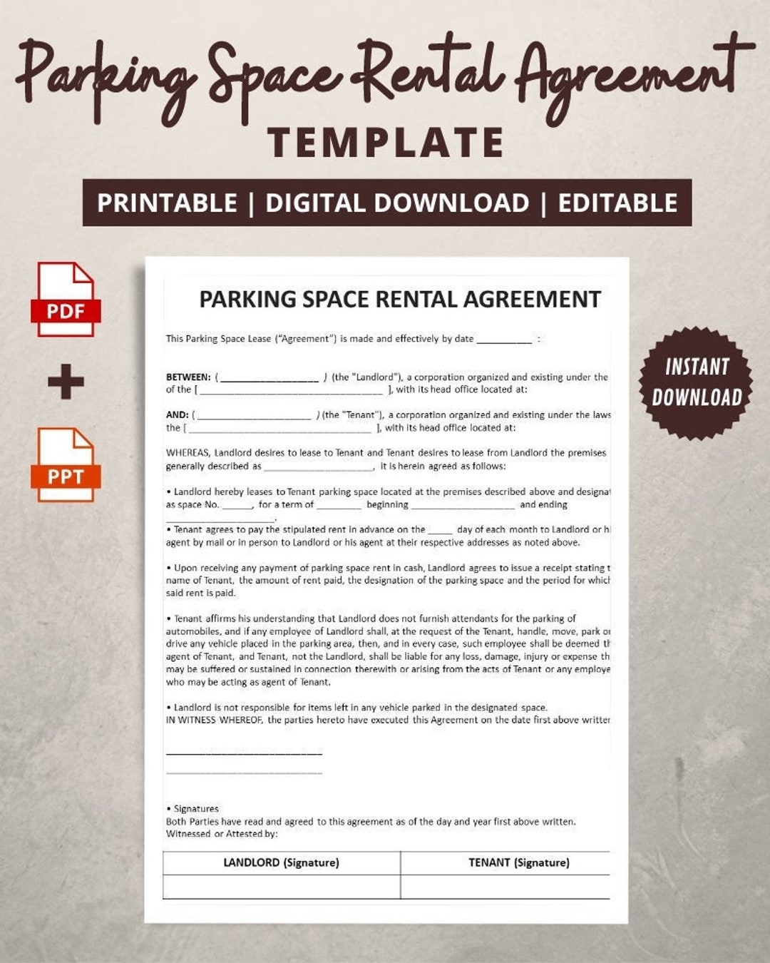 Parking Space Rental Agreement Parking Space Rental Form Parking 
