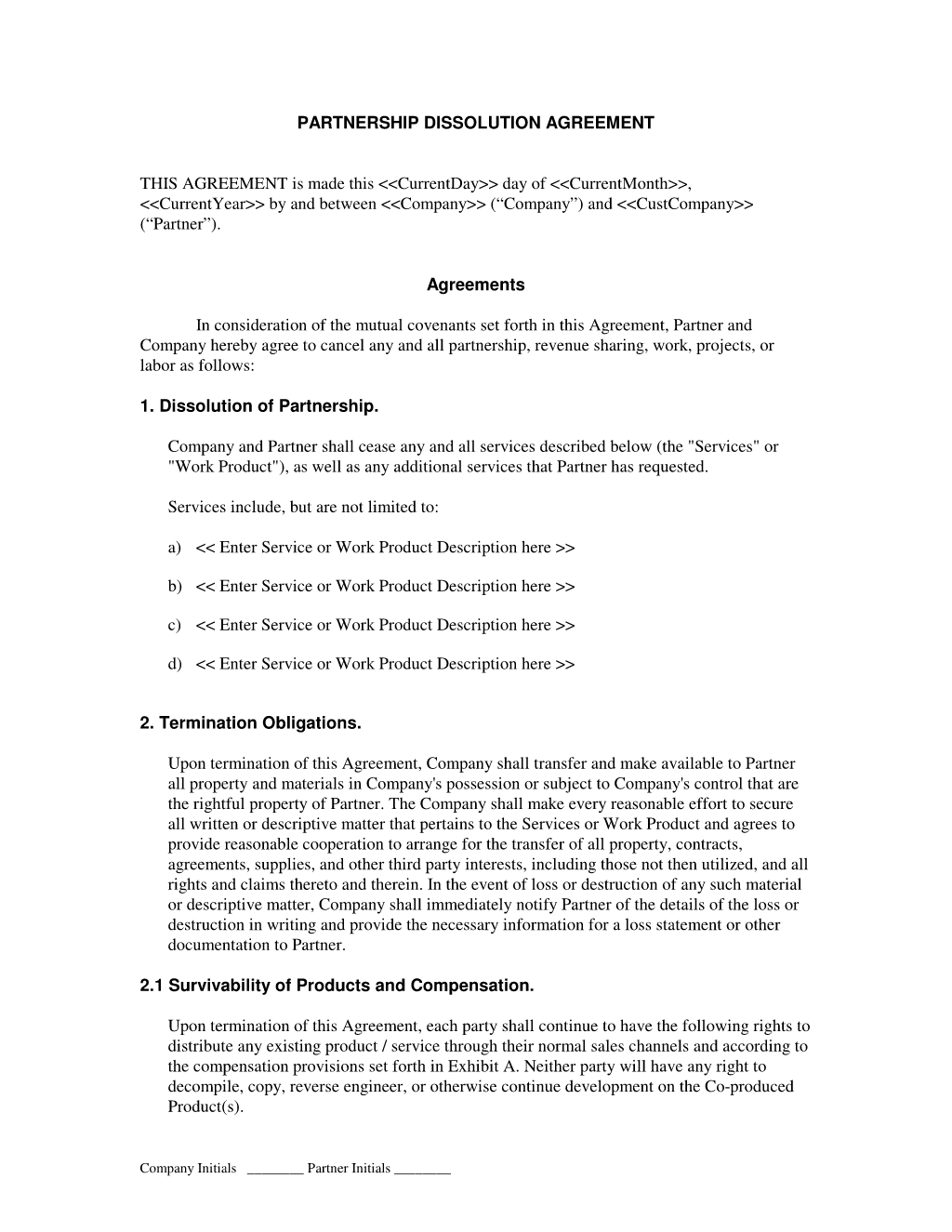 Partnership Dissolution Agreement Form Free Printable Documents