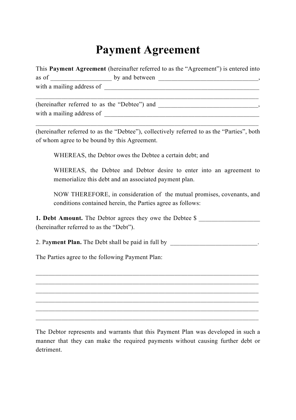 Payment Agreement Template Fill Out Sign Online And Download PDF In 