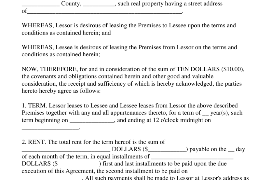 PDF Downloadable FREE Printable Lease Agreement Printable Lease Agreement