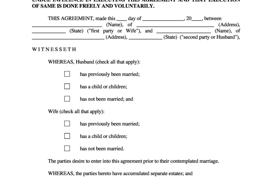 Pdf Free Printable Prenuptial Agreement Form Printable Forms Free Online