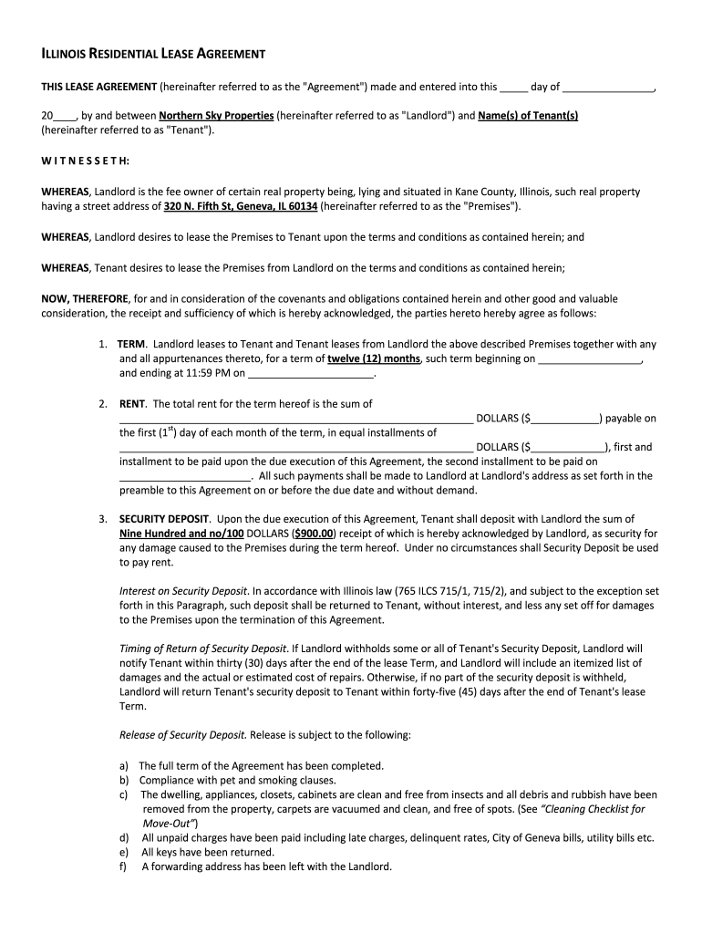 Pdf Printable Lease Agreement Illinois Printable Templates