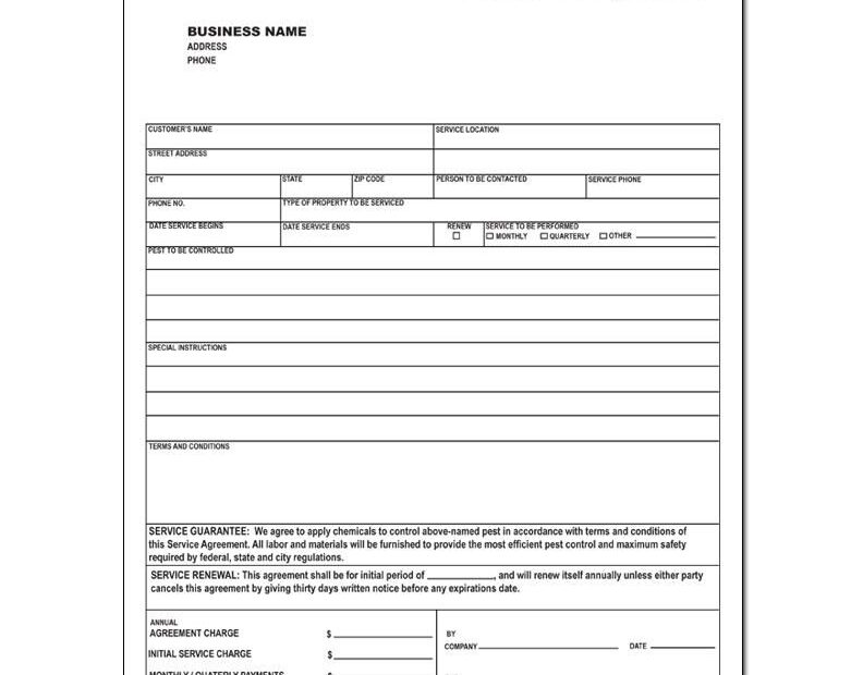 Pest Control Agreement Carbonless Copies 2 Or 3 Part Forms Custom
