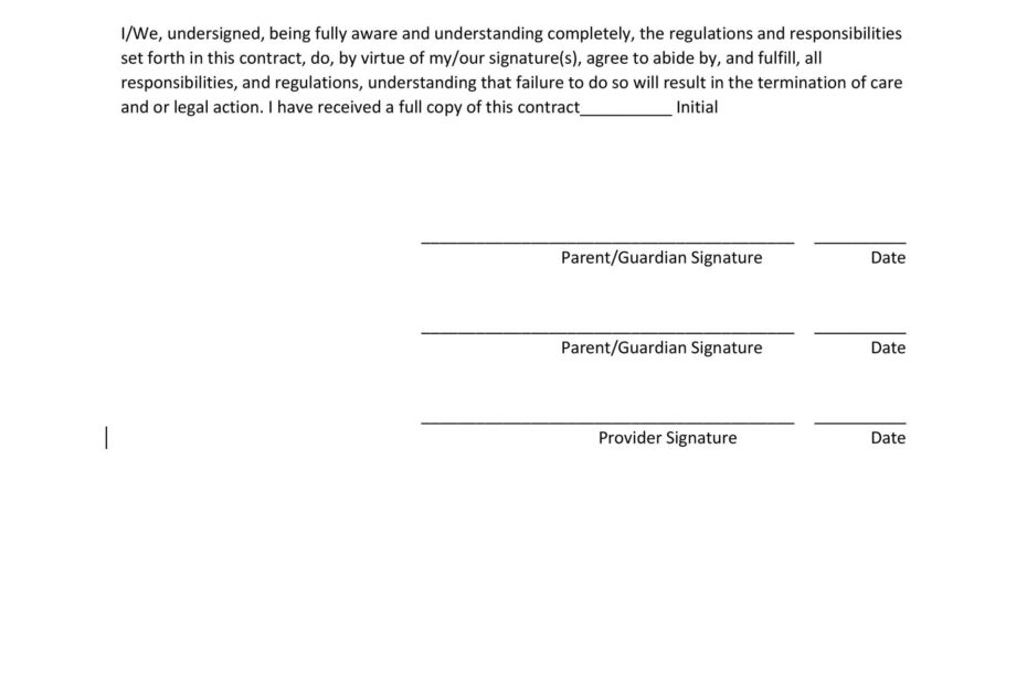 Printable Babysitter Agreement Form Printable Forms Free Online