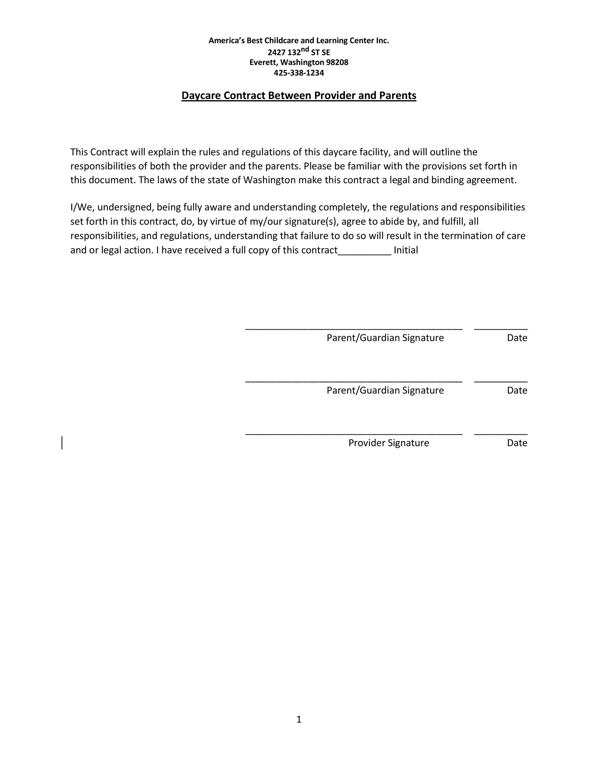 Printable Babysitter Agreement Form Printable Forms Free Online