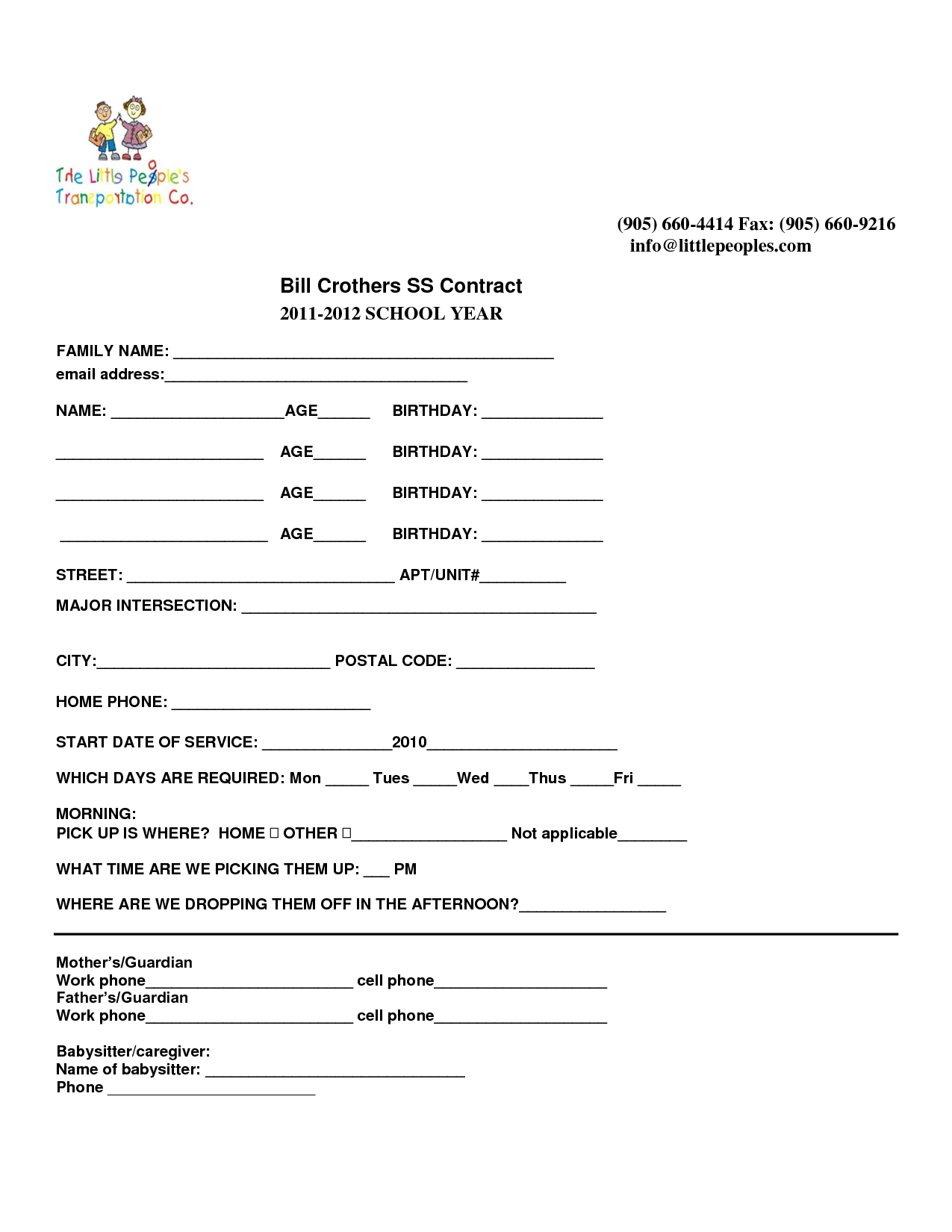 Printable Babysitter Agreement Form Printable Word Searches