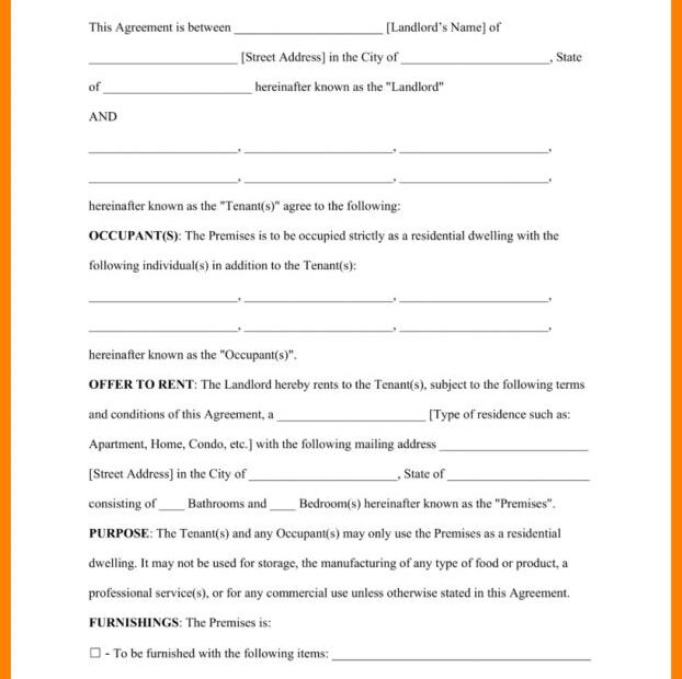 Printable Basic Rental Agreement Fillable
