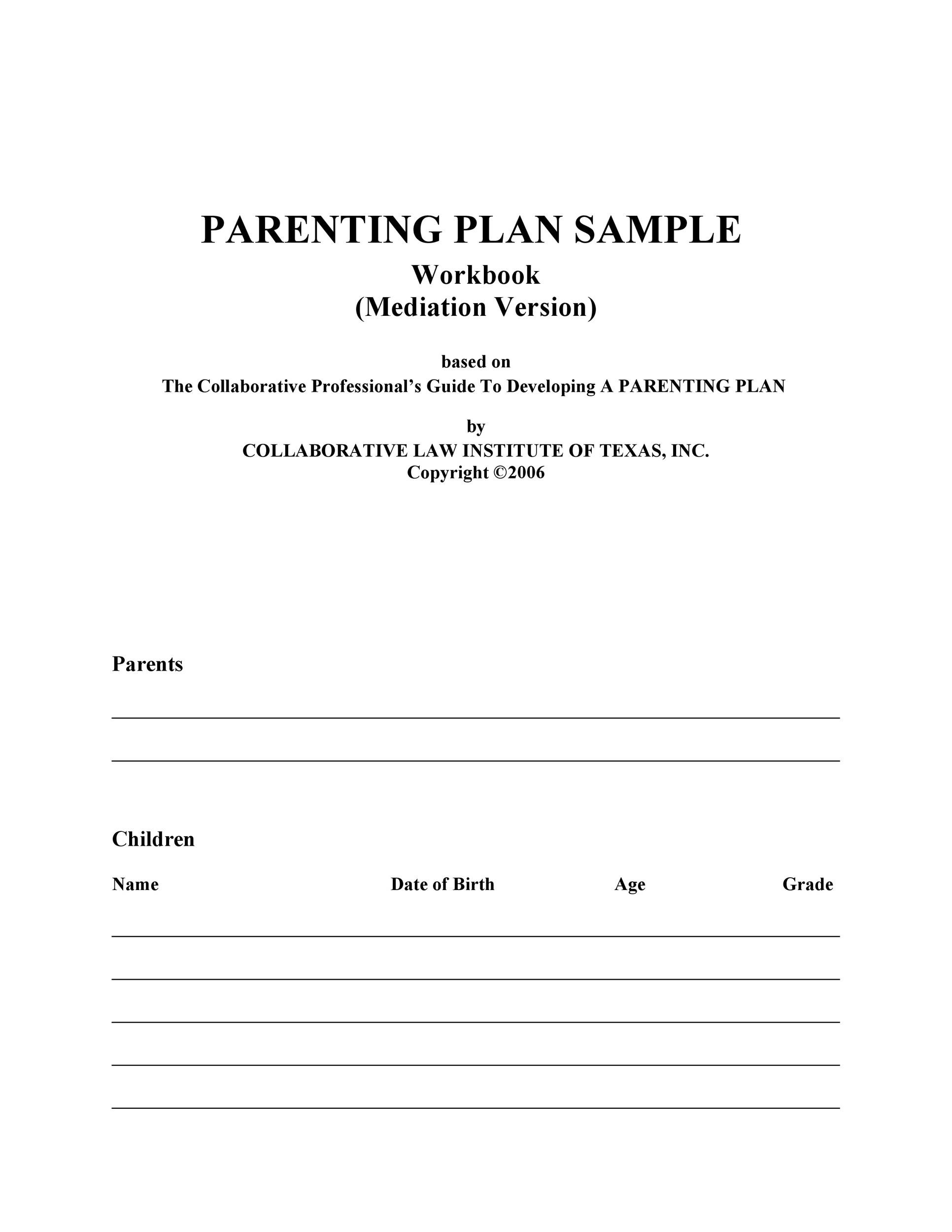 Printable Co Parenting Agreement Template Printable W Vrogue co