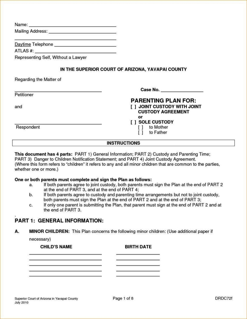 Printable Custody Agreement
