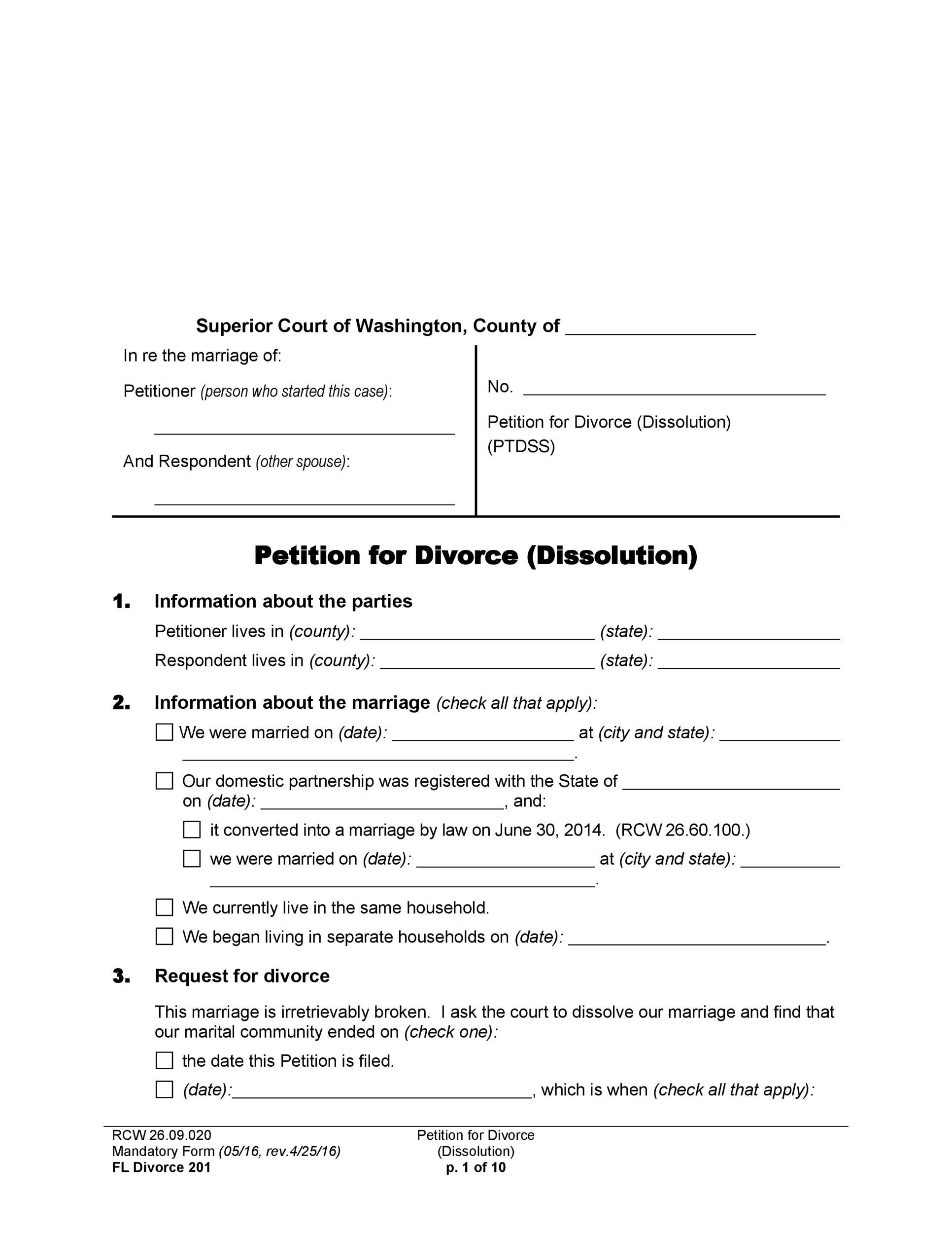 Printable Divorce Agreement Template