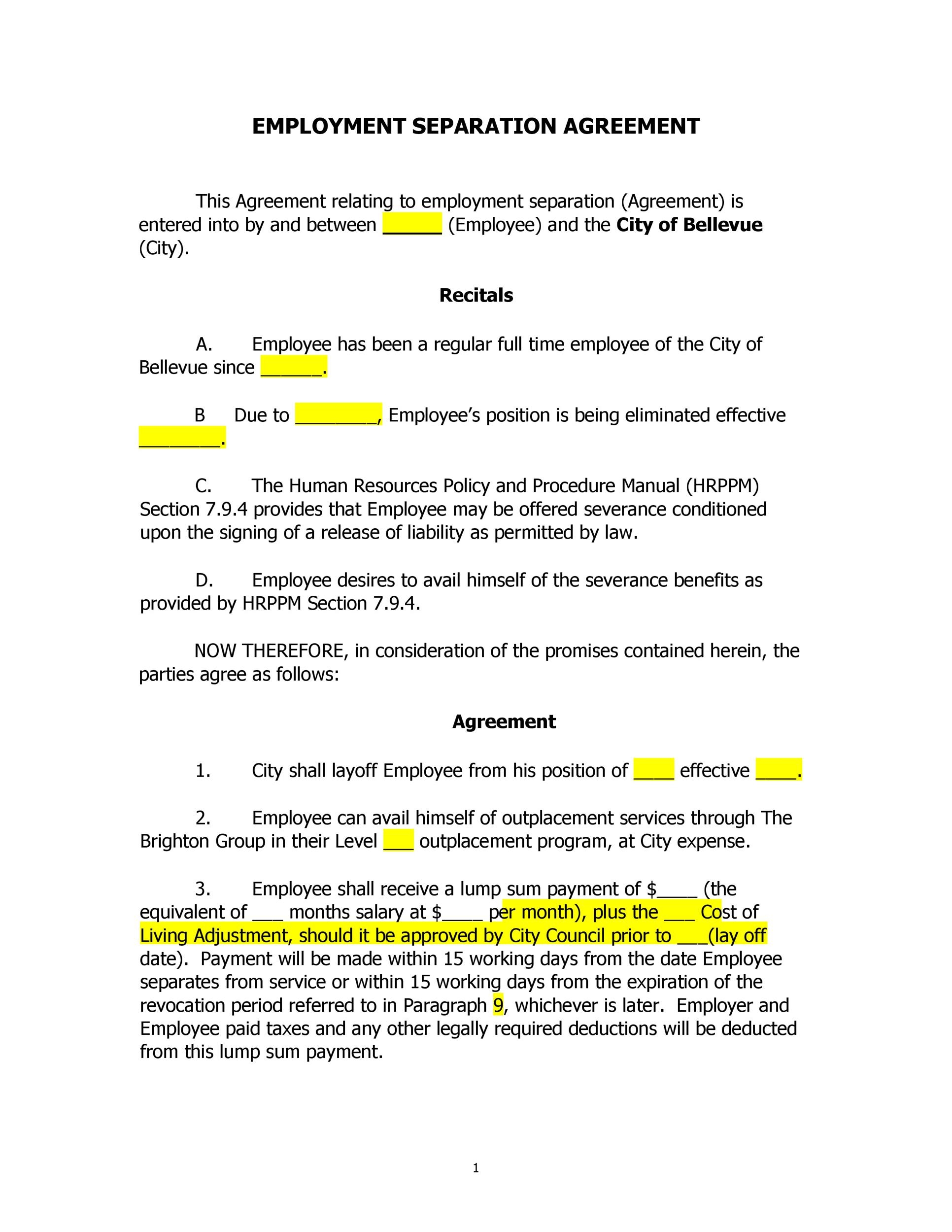 Printable Divorce Agreement Template