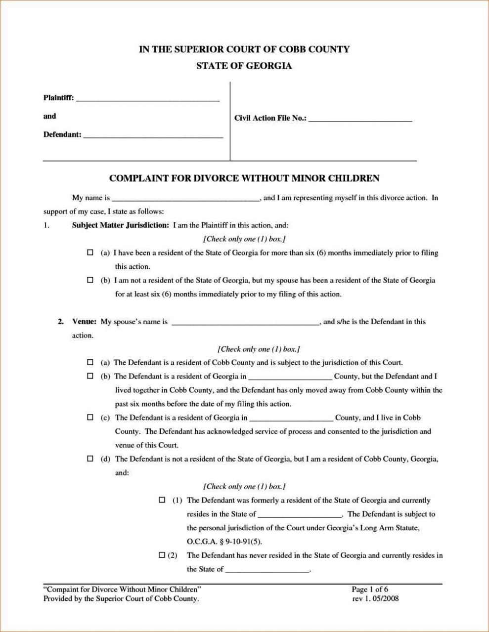 Printable Do It Yourself Separation Agreement